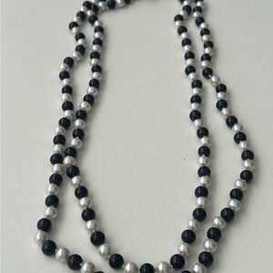 Elegant Black and White Beaded Necklace